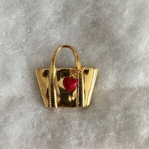 Talbots Gold Brooch with Red Heart Charm